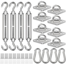 6 Inch Shade Sail Hardware Kit for Triangle Rectangle Installation, 304 Stainless Steel Shade Sail Hardware Accessories for Outdoor Patio Canopy Garden, Heavy Duty Fixing Attachment 80 Pcs
