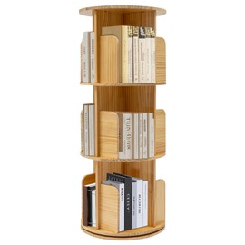 HAPPCUCOE 3 Tier Rotating Bookshelf,360-Degree Display Revolving Bookcase,Floor Standing Bookcase Corner Bookshelf,Book Shelf Organizer for Study Rooms, Offices, Bedrooms