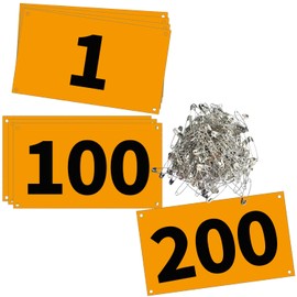 UISKOOPW Race Bib Numbers for Tryouts,Running Bibs for Races, Marathon Bibs,Tyvek Racing Bibs with Pins,Track & Field Competitor Audition Road ID Bibs Paper for Sports Events (Number 1-200)