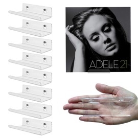 Cityjoy Clear Acrylic Shelves 8 Pack, 4 inch Vinyl Holder Record Wall Display Shelf, Vinyl Record Shelf Wall Mount Floating Album Display Shelf Organizer for Bathroom, Bedroom, Living Room, Room Decor