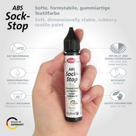 Viva Decor ABS Sock Stop 4 x 28 ml Set - Non-Slip Solution for Socks, Washable, Water-based, Odourless - Black, White, Pearl Grey, Transparent - Ideal for Safe and Creative Design!