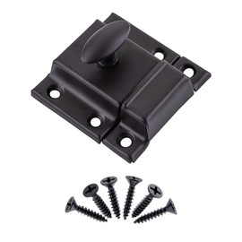 Large Stamped Oil Rubbed Bronze Cabinet Door Latch - 2 1/8" × 2 1/8" - Spring Loaded Cupboard Door Latch with Oval Turn - Vintage Cabinet Hardware | UA-140-LOB (1)