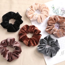 VENUSTE VENUSTE Scrunchies for Women, Premium Velvet Scrunchy for Hair, Solid Color Elastic Thick Bands, Soft Ropes Ponytail Holder Hair Accessories, 12 Pack