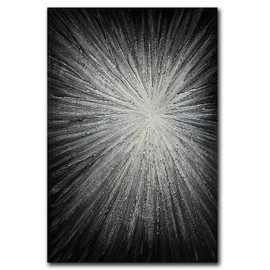 moshinart 24 x 36in Hand-Painted Oil Painting 3D Texture Sense of Space Magic Light Modern Minimalist Colorful Abstract Wall Art, Home Office Wall Decoration Silver