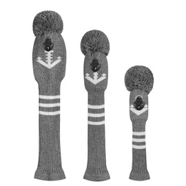 Scott Edward Knitted Golf Club Head Covers for Woods 3Pcs Set Golf Driver (460CC) Fairways and Hybrid/UT with Rotating Number Tags(Anchor)