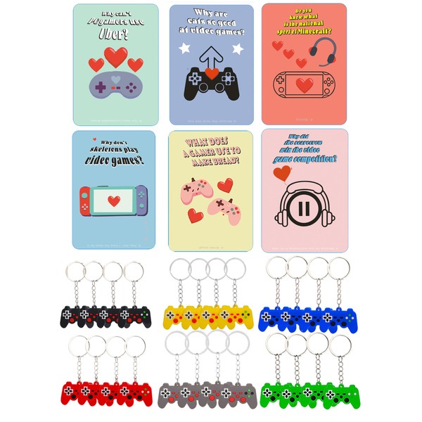 Video Game Valentines Day Cards 24 Packs Video Game Keychains