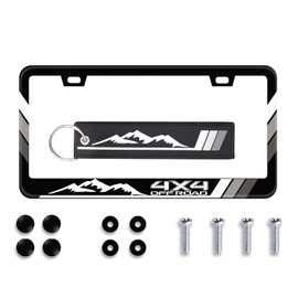 Tri-Color Black Grey White Stainless Steel License Plate Frames Holder with Screw Caps with Jet Tag, Rust-Proof, Weather-Proof Holder Compatible with Toyota TRD Accessories