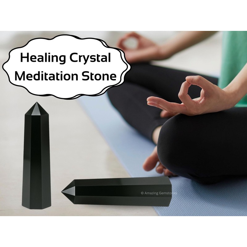 Amazing Gemstone Black Agate Crystal Towers, Natural Healing Crystal Point