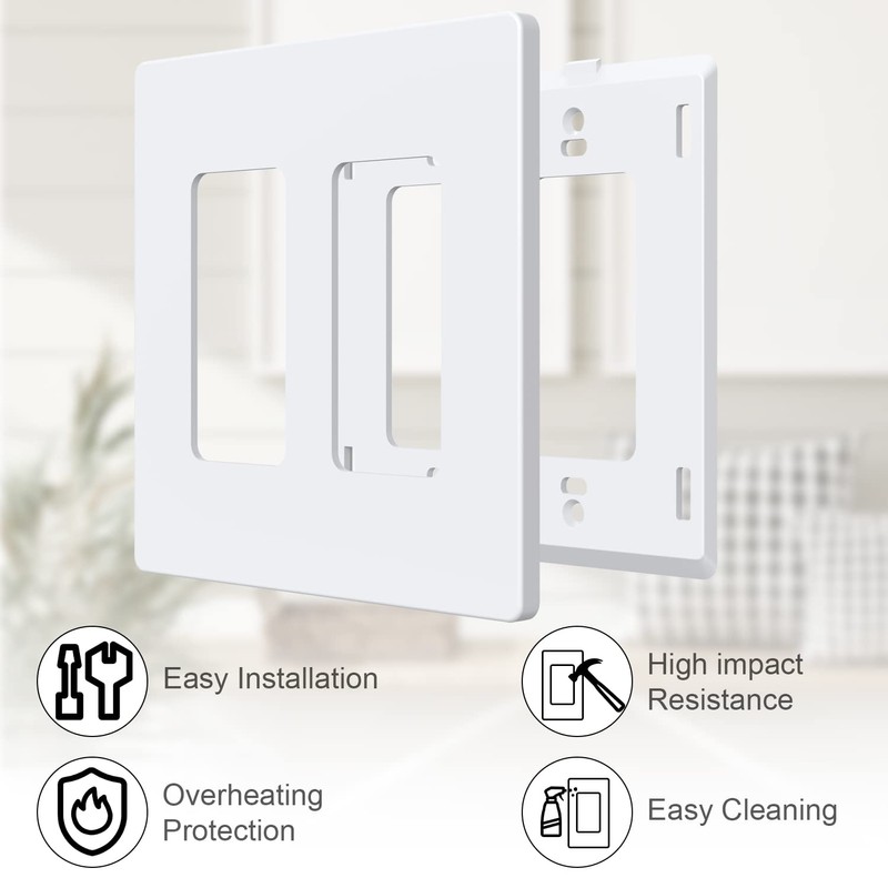 Amerisense Outlet Cover, Screwless Decorator Wall Plate, Light switch Power