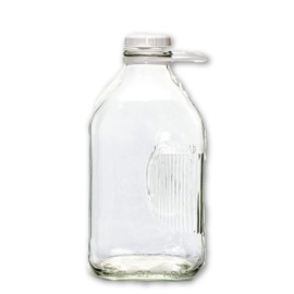 The Dairy Shoppe Glass Milk Bottle, Heavy Glass with 48mm Lid, Creamery Style (64 oz/1 pk, Half Gallon)