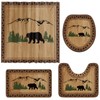 Drydiet 4 Pcs Rustic Cabin Bear Shower Curtain Set Wild