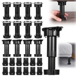 Tobeelec 12 Pcs Adjustable Furniture Leveling Feet | Heavy-Duty Cabinet Levelers for Bed Frames, Desks, Shelves & Workbenches | Easy Install | Non-Slip, Commercial-Grade Support (3.74”-5.35”)