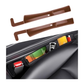 MUQIDA 2PCS Car Seat Gap Filler Organizer, Multifunctional Gap Stopper Auto Console Side Storage with USB Slot, Vehicle Front Seats Filler Crevice Blocker Stops Things from Dropping (Dark Brown)