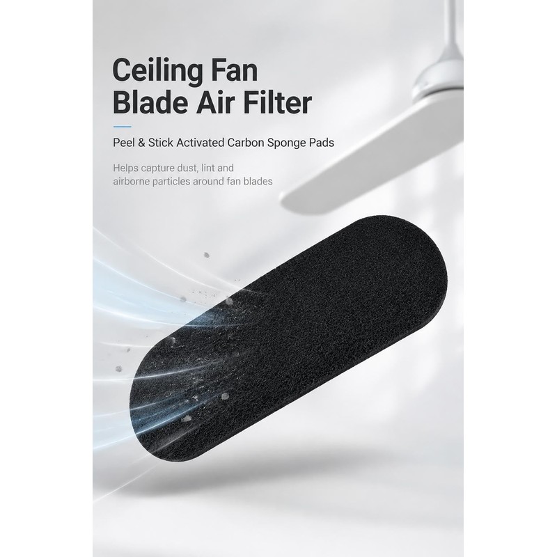 Ceiling Fan Filters for Blades,No-Residue Activated Carbon，5 Pack