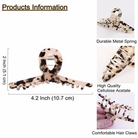 SINIDE Cellulose Acetate Hair Claw Clips for Women, Large Tortoiseshell Hair Clips No Slip Big Hair Jaw French Design Hair Barrettes Grip Leopard Print Clamps Hair Accessories for Ladies (3 Pack)