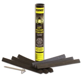Crottendorfer Räucherstäbchen "RUHE!" - mit leichtem zitronigen Duft um lästige Gäste zu vermeiden - 6 Stück inkl. Drahthalter - Made in Germany