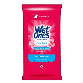 Wet Ones Antibacterial Hand Wipes Travel Pack, 20-Count (Pack of 1)(colors may vary)