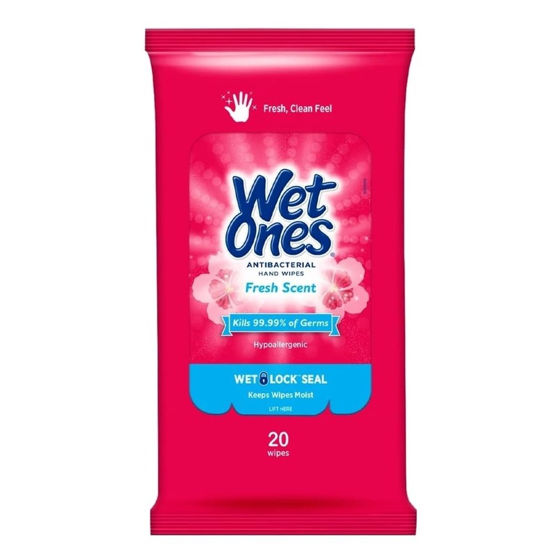 Wet Ones Antibacterial Hand Wipes Travel Pack, 20-Count (Pack of