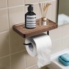 Rzoklot Toilet Paper Holder with Walnut Wood Shelf – Adhesive
