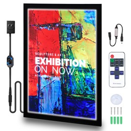 Spolehli 18x24 LED Light Box Frame - Remote Control, Dimmer, Adjustable Brightness, Magnetic LED Poster Frame Display for Home Theater, Bar, Advertising (Black, Horizontal/Vertical Mount)