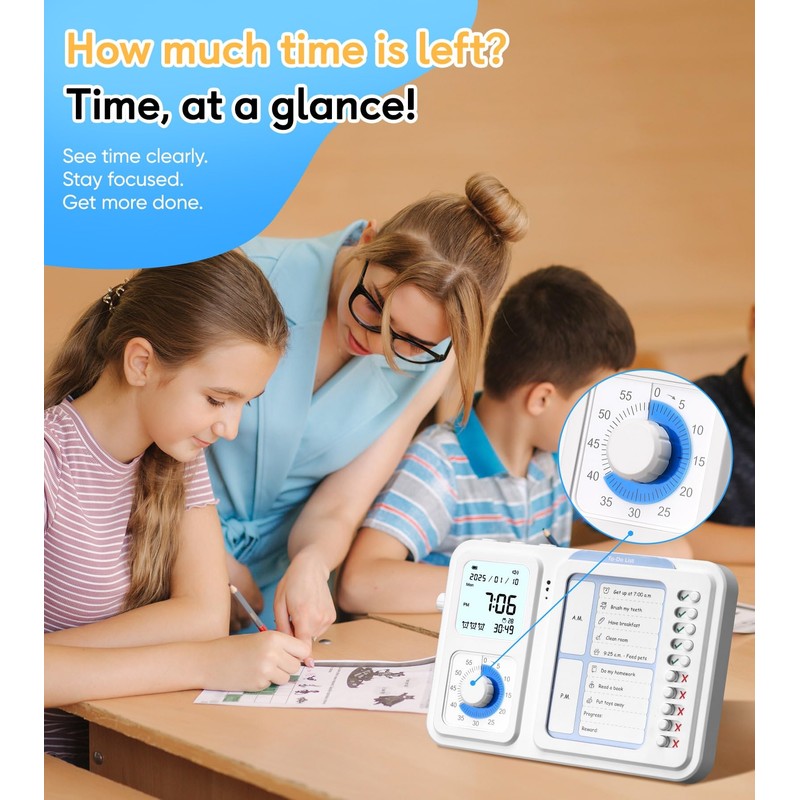3-in-1 Visual Timer & ADHD Tool for Kids|Adults, Task Timer