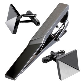 Tabarat Kts-003 Men's Tie Clip Cuff Set, Made in Japan, Brass, Geometric, Brass, No Gemstone