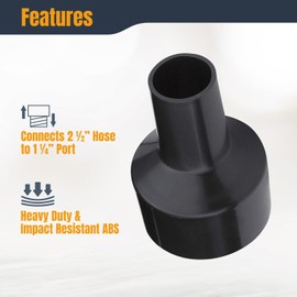POWERTEC 70140 2-1/2” to 1-1/4” Hose Reducer – Conversion Unit for Dust Collection Accessories, Black
