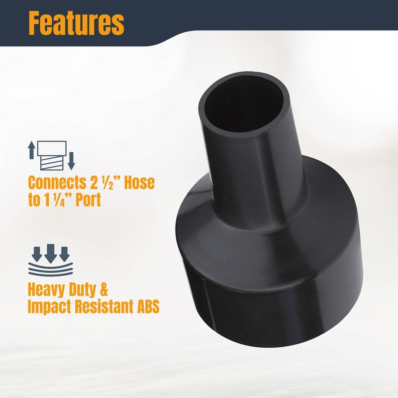 POWERTEC 70140 2-1/2” to 1-1/4” Hose Reducer – Conversion Unit