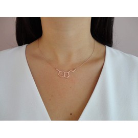 Rose Gold Serotonin Necklace, Sterling Silver Chemistry Jewelry, Ideal for Science Enthusiasts, Perfect Birthday Gift