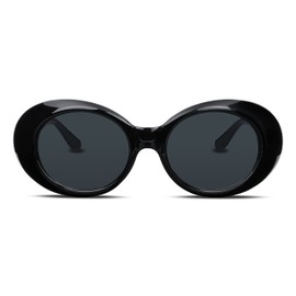 FEISEDY Sunglasses White Oval Clout Goggles for Women Men Retro Round Trendy Rimmed Clueless Costume Frame B2253