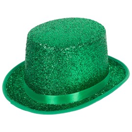 powerking Top Hats for Men Women Adults, Shiny Tuxedo Costume Magician Hat Victorian Dress Up Christmas Topper Hats, Fancy Dress Party Headwear Accessory，Green