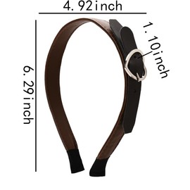 Leather Headband for Women Vintage Heart Buckle Headbands for Girls Brown Y2k Headband Hair Band for Women Leather Hair Head Bands for Women'S Hair Accessories for Girls Non Slip Headbands