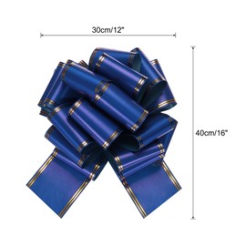 MECCANIXITY 12 Inch Giant Large Pull Bow Big Metallic Car Bows Ribbon with Gold Edge for Wedding Presents Gift Wrapping Christmas, Blue