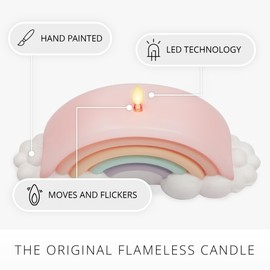 Luminara Flameless Home Decor - Pastel Crystal Rose Rainbow LED Candle, Blue, 6.6" x 4.3" Realistic Moving Flame Battery Operated w/Timer Indoor Use