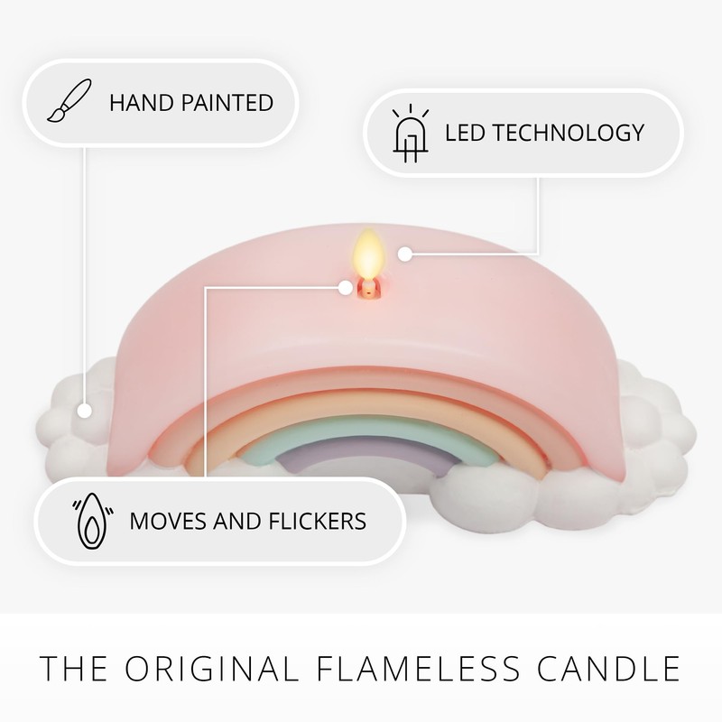 Luminara Flameless Home Decor - Pastel Crystal Rose Rainbow LED