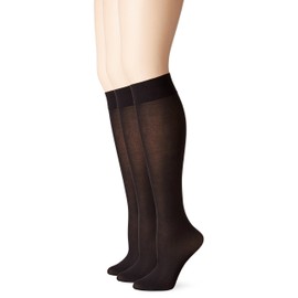 No nonsense Women's Silky Trouser Sock 3-Pack, Black, 9-12