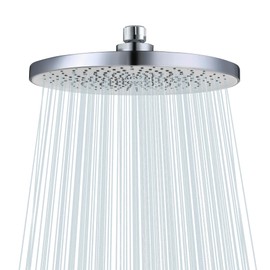 Rainfall Shower Head Fixed Showerhead 8.8-Inch Round Bathroom Rainhead Overhead Waterfall Shower Head with Adjustable Swivel Ball Joint | G1/2" Universal Fitting | ABS Chrome-White