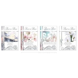 Pack of 4 Rest in Peace Catholic Mass Card Unisex Flower Design for Men or Women with a Sentimental Memory Wallet Card