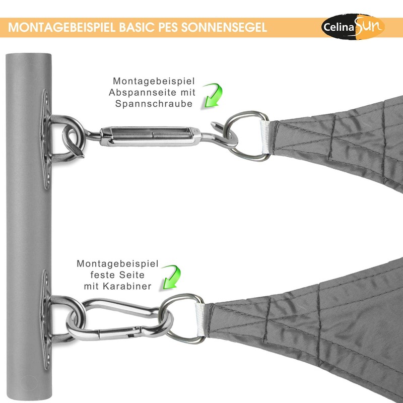 CelinaSun Shade Sail with Attachment Ropes Basic HDPE or PES