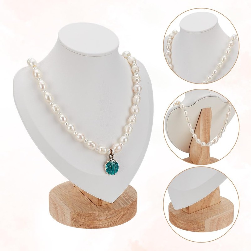 arricraft 1 Pcs Bust Necklace Display Stands, White PU Leather