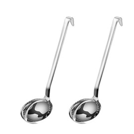 2 Pcs Dual Purpose Kitchen Ladles Extra Large Deep Stainless Steel Soup Ladle, Soup Filter Oil Filter Spoon, Dual Use Oil Soup Separator Spoon