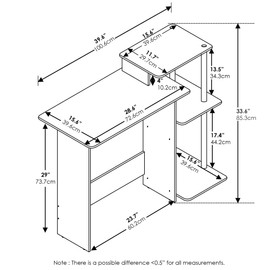 Furinno Efficient Home Laptop Notebook Computer Desk with Square Shelves, Espresso/Black