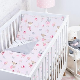 Baby Safe Duvet Cover Children's Bed Newborn 135 x 100 cm Duvet Cover Cot 100% Organic Cotton Oeko-Tex Certified Sheet Single Bed Baby Bedding Set Pink Deer