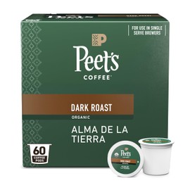 Peet's Coffee, USDA Organic Dark Roast Single Serve Coffee Pods - Alma de la Tierra 60 Count (6 Boxes of 10 Pods)