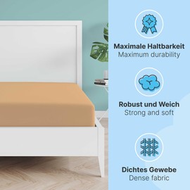 etérea Jersey Topper Fitted Sheet 90 x 200 cm - 100 x 200 cm Sand up to 10 cm Height - 100% Microfibre Fitted Sheet, Oekotex Duvet Cover Mattress Cover - Flat Sheet 90 x 200 cm - 100 x 200 cm - Sand