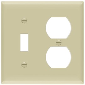 ENERLITES Combination Toggle Light Switch/Duplex Receptacle Outlet Wall Plate Cover, Standard Size 2-Gang 4.50" x 4.57", Polycarbonate Thermoplastic, UL Listed, 881121-I, Ivory