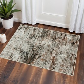 2x3 Rug Ultra Soft Abstract Rug - Area Rug Stain Resistant for Living Room Non Slip Indoor Entryway Rubber Backing Carpet Bedroom Kitchen Distressed Floor Decor Mat Machine Washable 2X3 Brown