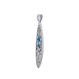 US Jewels Men's 925 Sterling Silver Shark Surfboard Pendant, 40.5mm