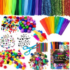 NovaWiseTech Arts and Crafts Supplies, 1200pcs Craft Kits, Pipe Cleaners Bulk, Multicolor Pom Poms Balls, Googly Eyes for DIY Craft Decorations