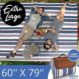 scuddles 60" x 80" Extra Large Outdoor Picnic Blanket – Waterproof, Foldable Travel Mat for Beach, Camping, Grass, Lawn, Park – Dual Layer, Sand-Free, Soft Throw Rug Fits 4 Adults, Summer Accessories
